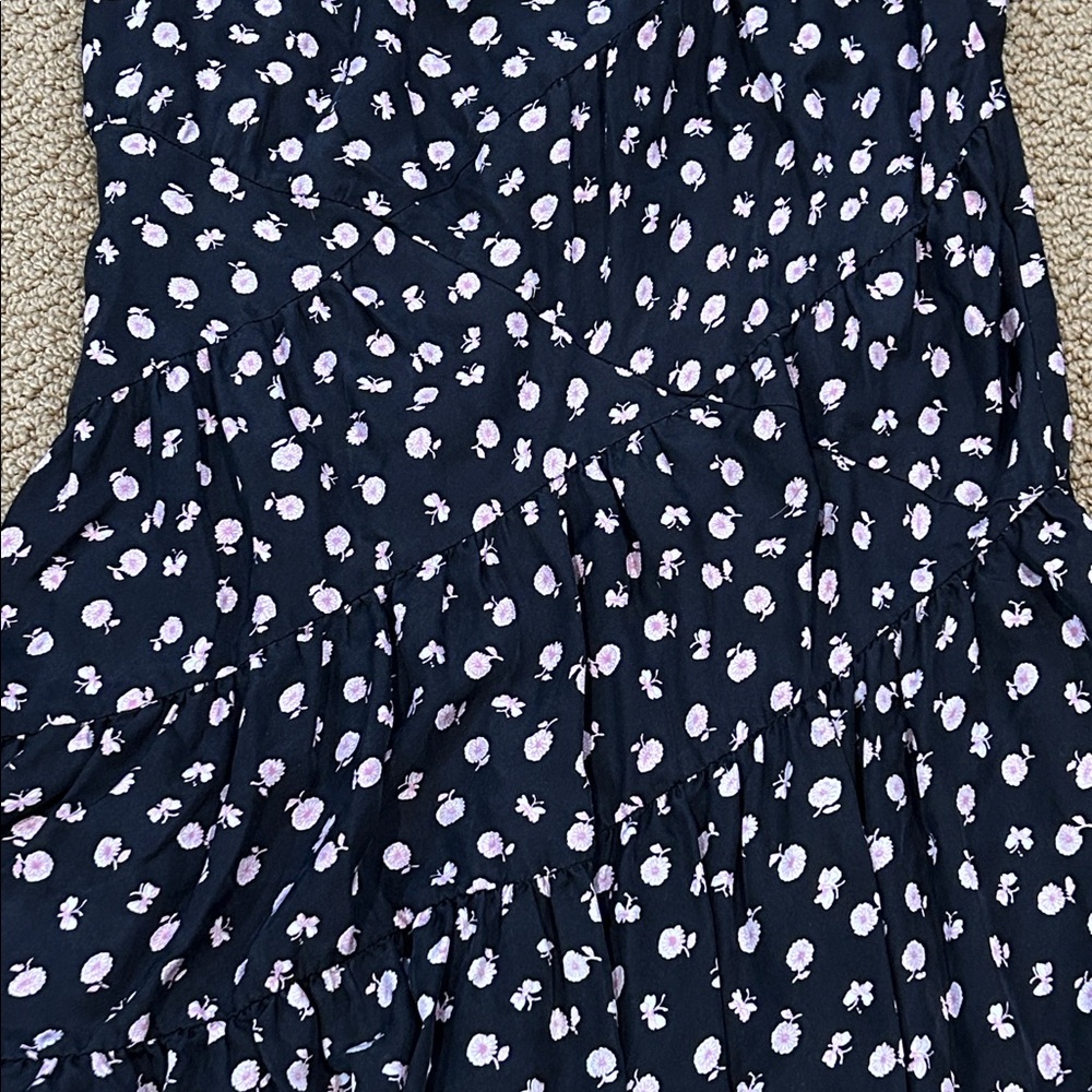 3.1 Phillip Lim Daisy Floral V-neck Gathered Dress size 4 Silk Asymmetrical Hem - Picture 13 of 17